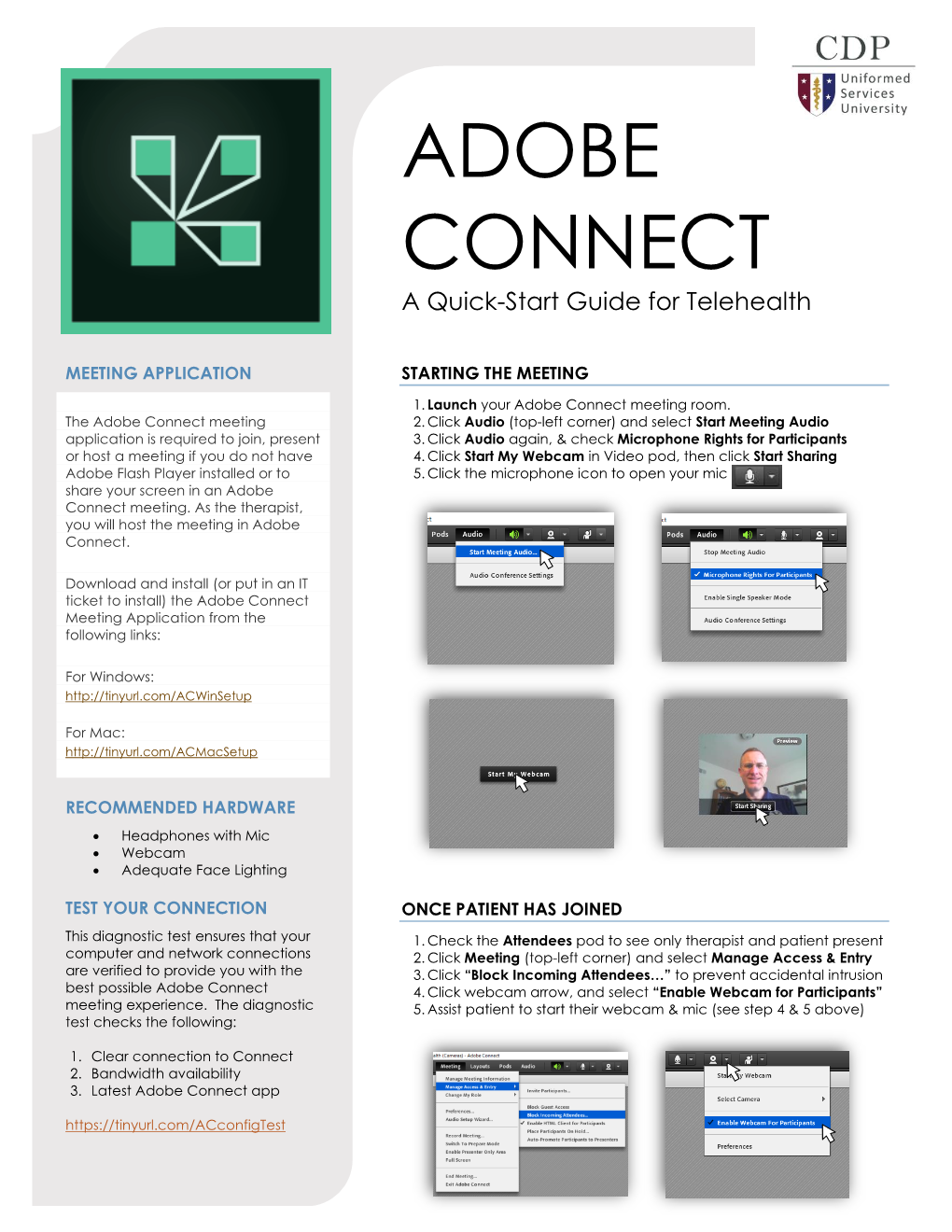 ADOBE CONNECT a Quick-Start Guide for Telehealth