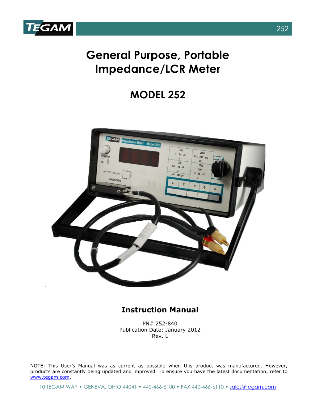 General Purpose, Portable Impedance/LCR Meter