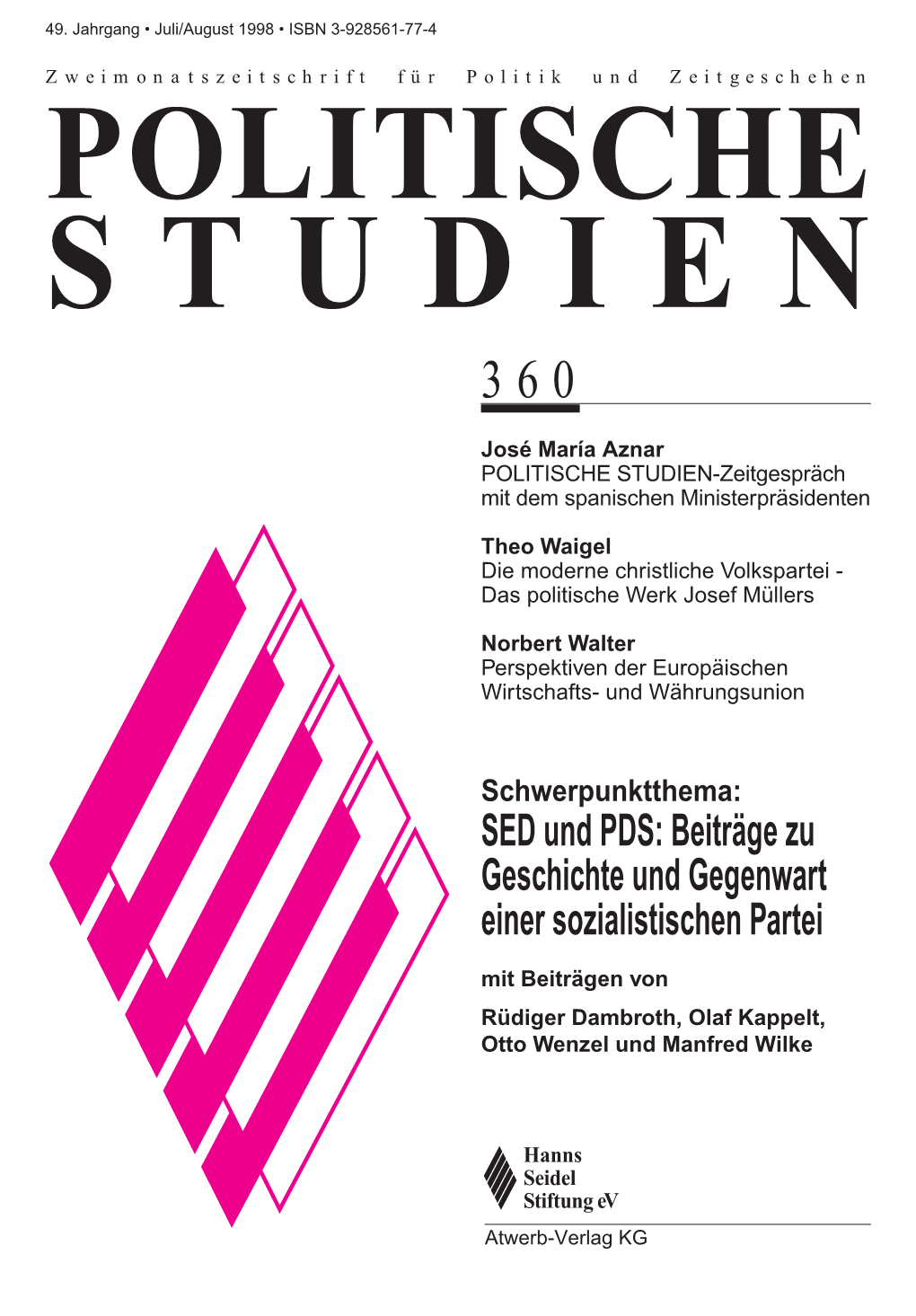 Politische Studien Nr. 360 SED Und