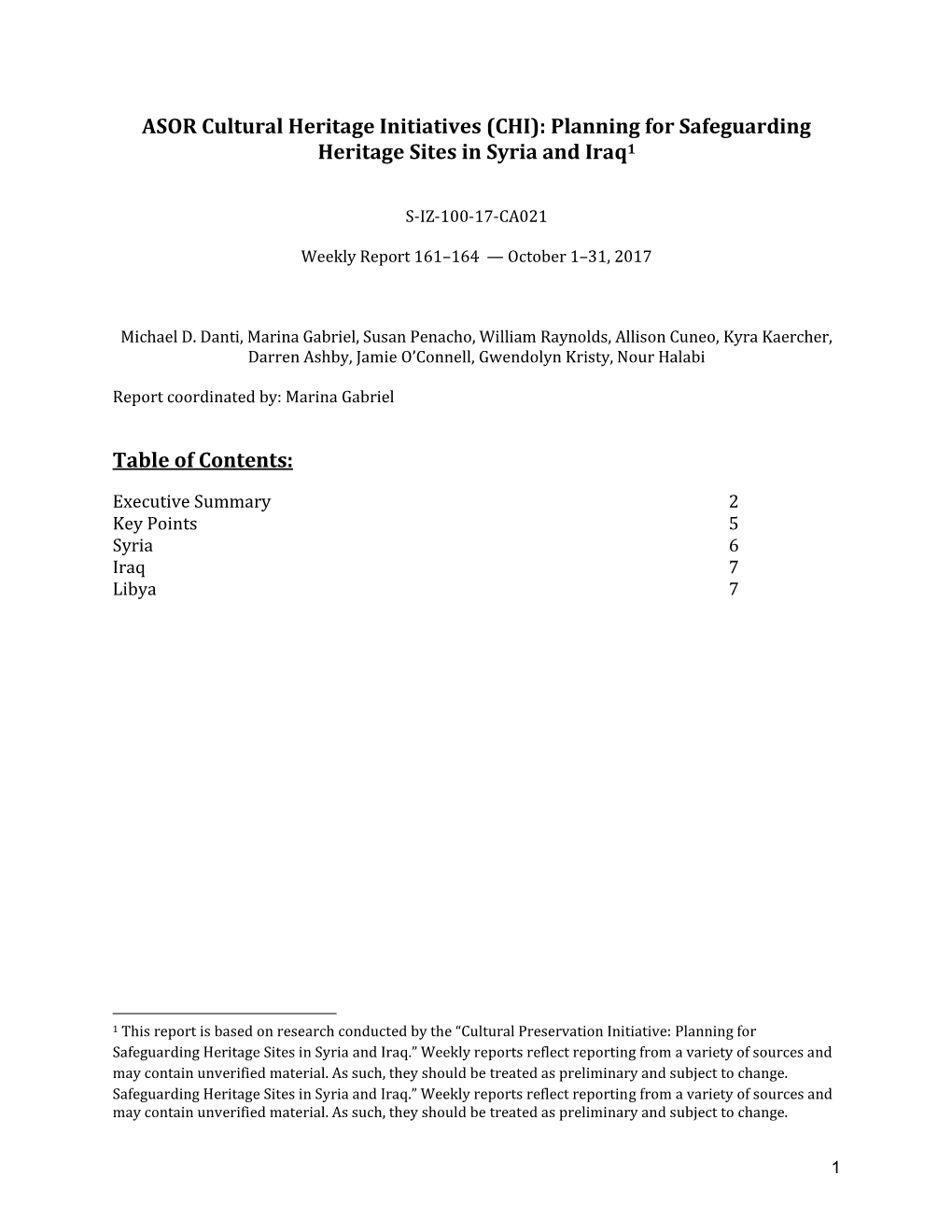 ASOR Cultural Heritage Initiatives (CHI): Planning for Safeguarding Heritage Sites in Syria and Iraq1