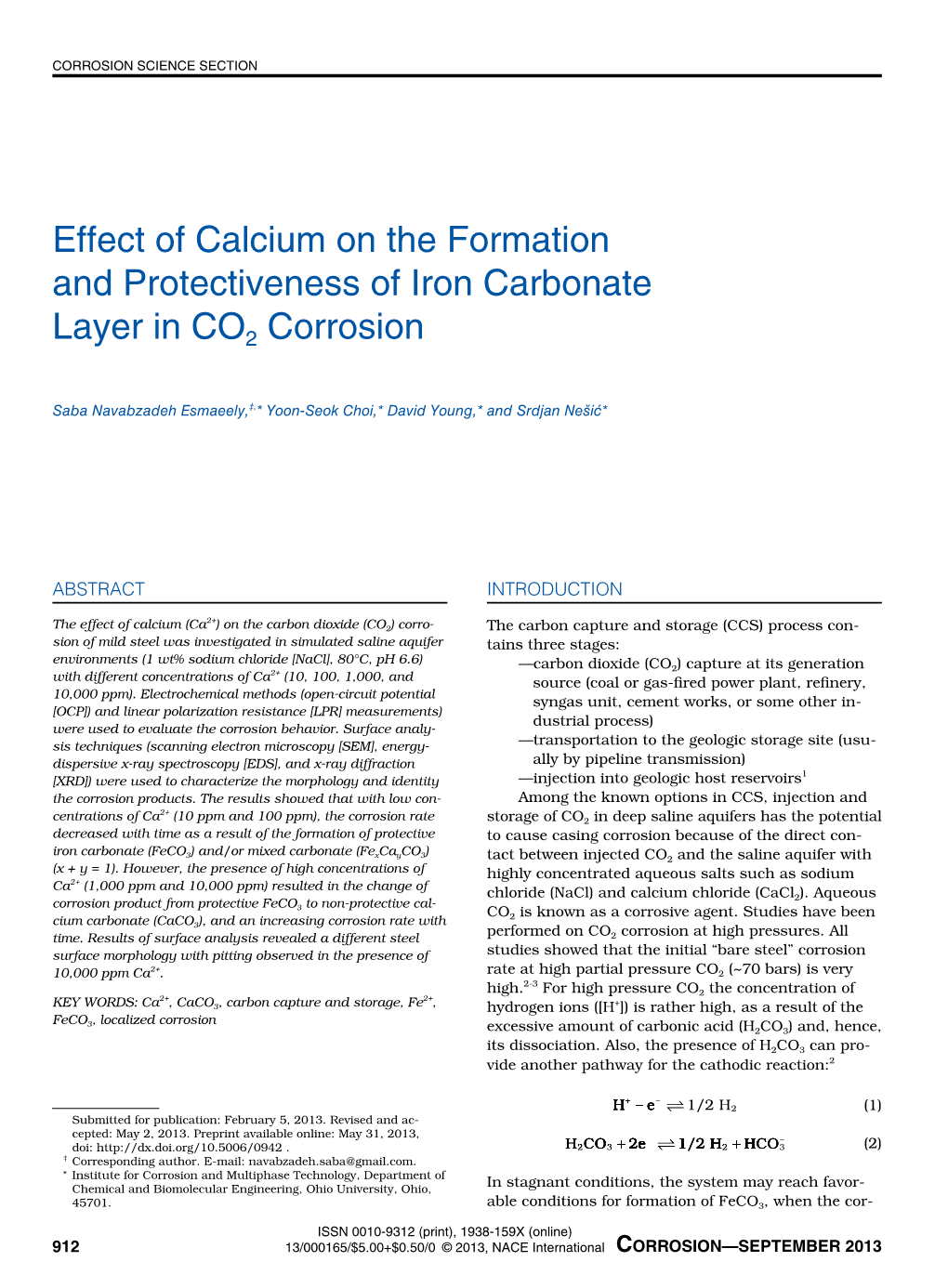 Effect of Calcium on the Formation and Protectiveness of Iron Carbonate