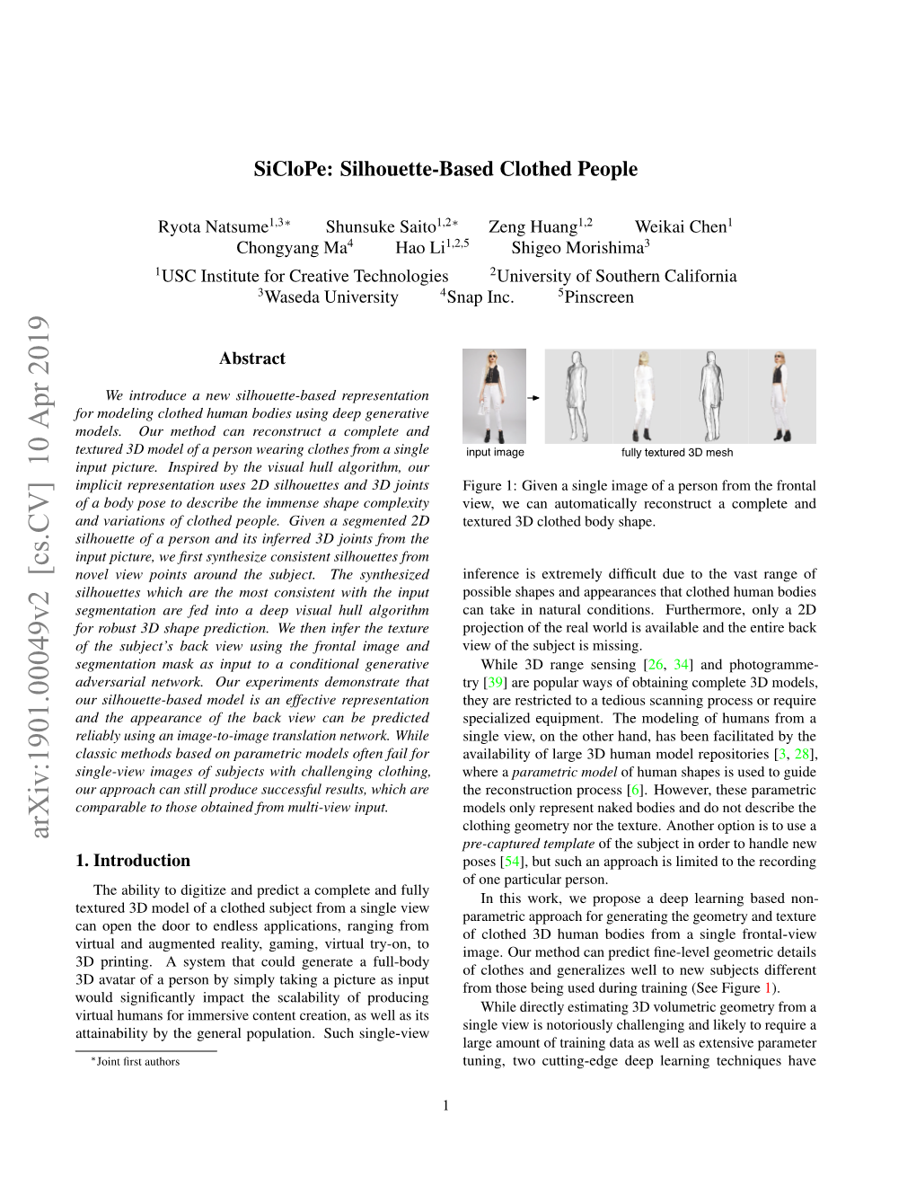 Arxiv:1901.00049V2 [Cs.CV] 10 Apr 2019 Pre-Captured Template of the Subject in Order to Handle New 1