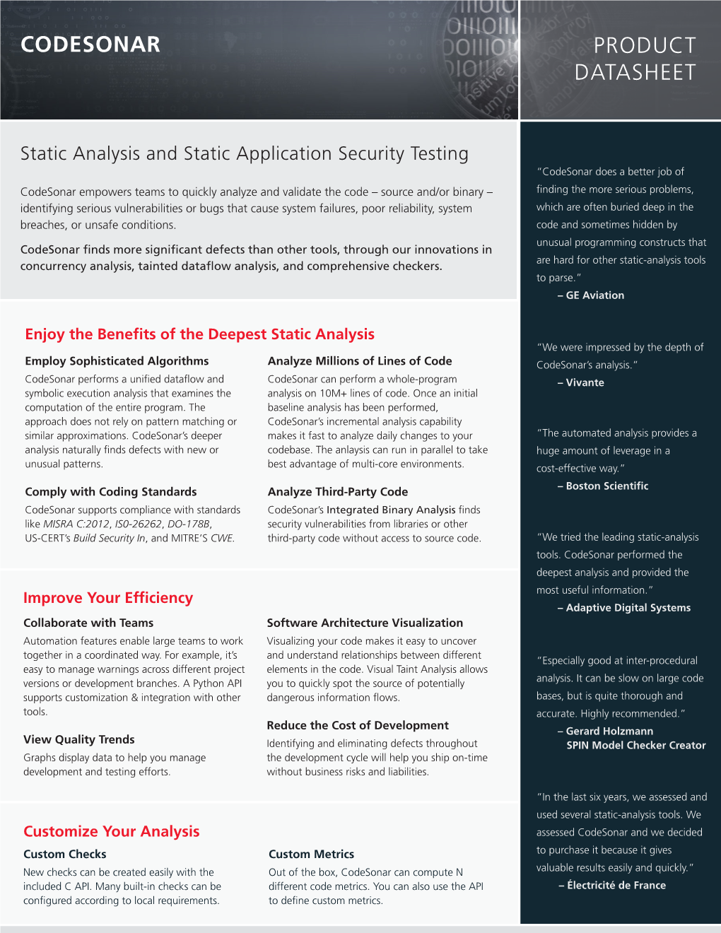 Product Datasheet Codesonar