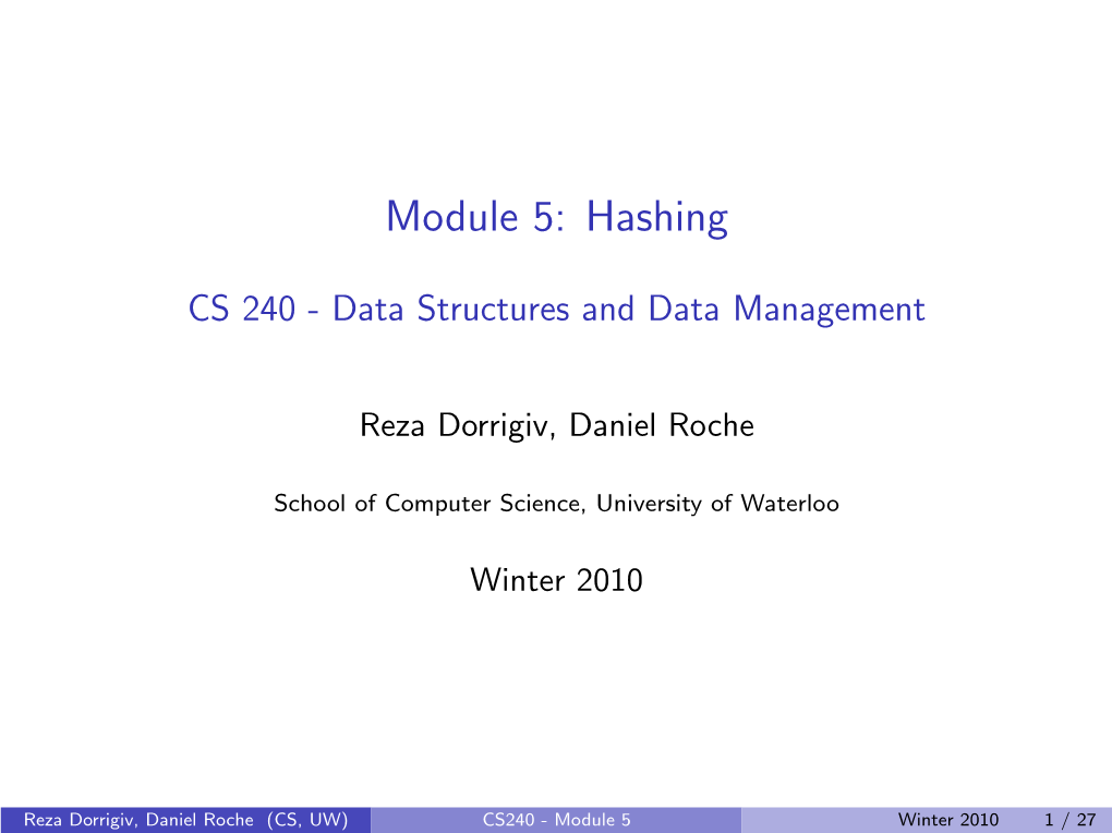 Module 5: Hashing