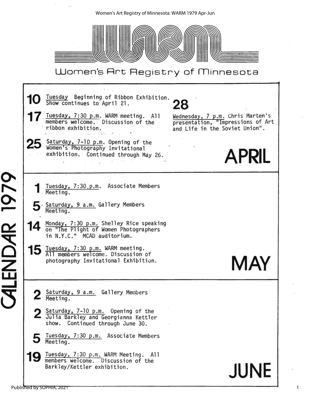 WARM Newsletter 1979 April-June