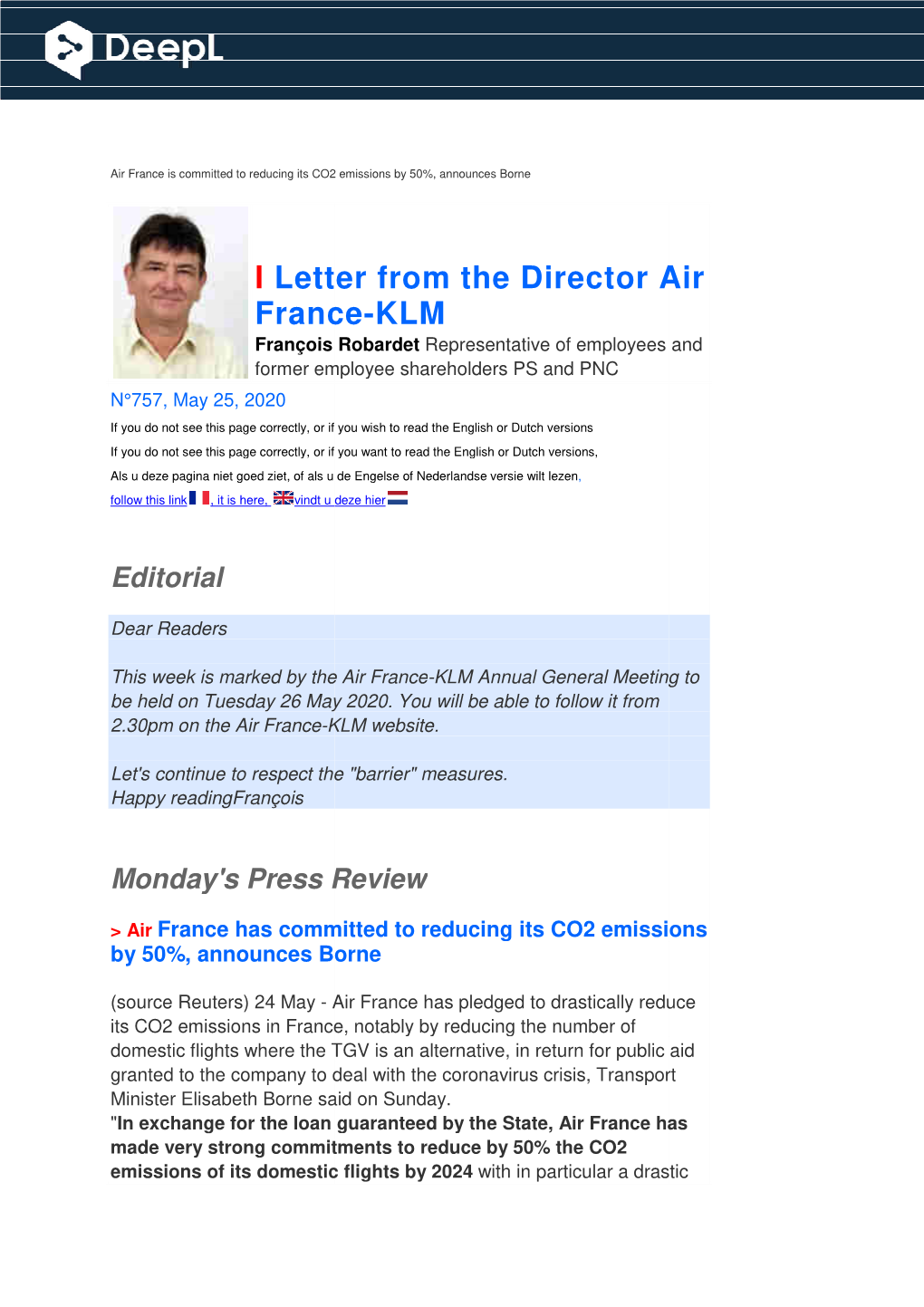 Letter from the Director Air France-KLM