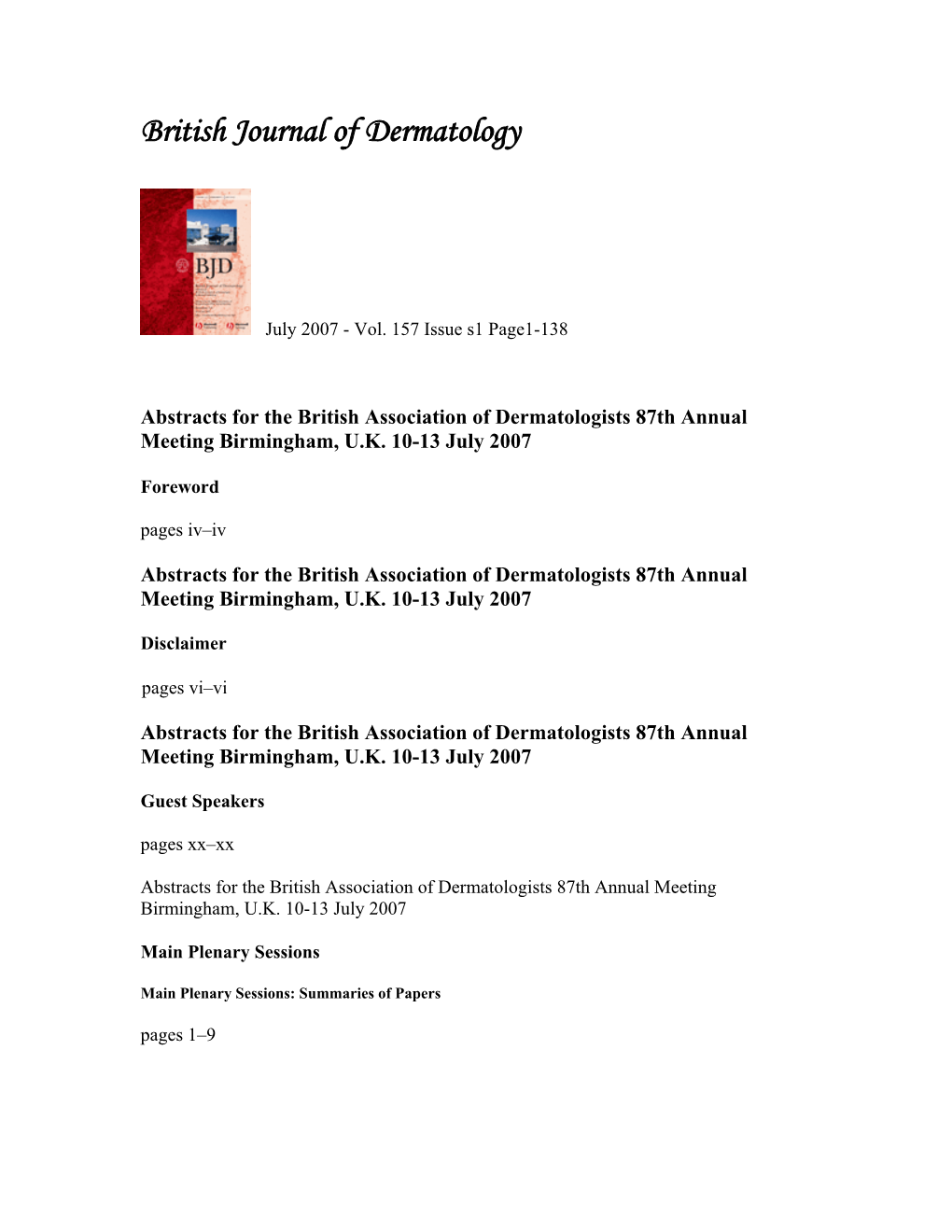 British Journal of Dermatology