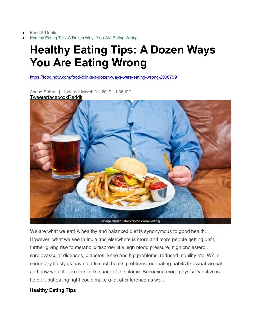 Healthy Eating Tips: a Dozen Ways You Are Eating Wrong Healthy Eating Tips: a Dozen Ways You Are Eating Wrong