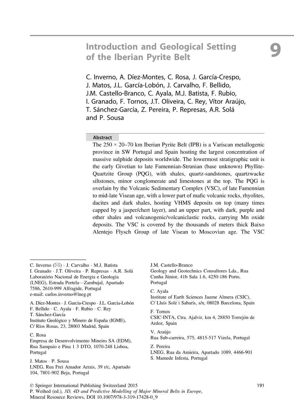 Introduction and Geological Setting of the Iberian Pyrite Belt 9