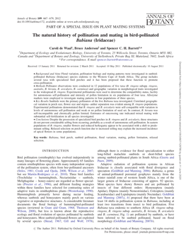 The Natural History of Pollination and Mating in Bird-Pollinated Babiana (Iridaceae)