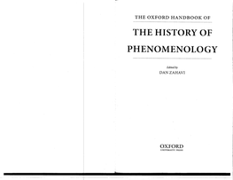 The History of Phenomenology