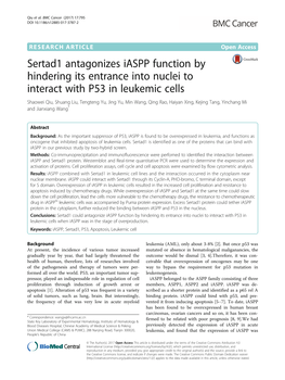 Sertad1 Antagonizes Iaspp Function by Hindering Its Entrance Into Nuclei