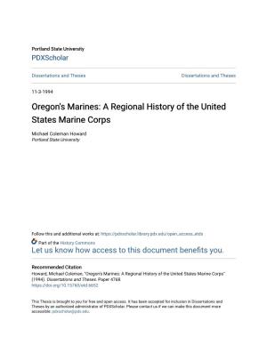 Oregon's Marines: a Regional History of the United States Marine Corps