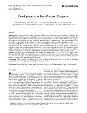 Development of a Teen-Focused Exergame