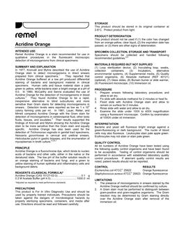 Acridine Orange Passed, Or (3) There Are Other Signs of Deterioration