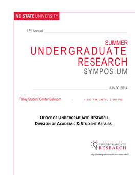 NC State Undergraduate Research Grant Awardee