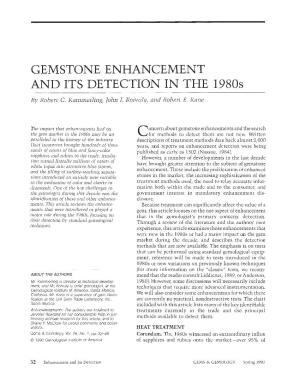 GEMSTONE ENHANCEMENT and ITS DETECTION in the 1980S