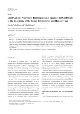 Draft Genome Analysis of Trichosporonales Species That Contribute to the Taxonomy of the Genus Trichosporon and Related Taxa