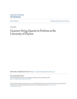 Guarneri String Quartet to Perform at the University of Dayton