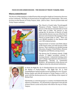 Focus on Our Linked Diocese – the Diocese of Trichy-Tanjore, India