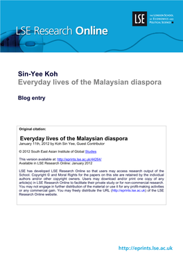 Everyday Lives of the Malaysian Diaspora