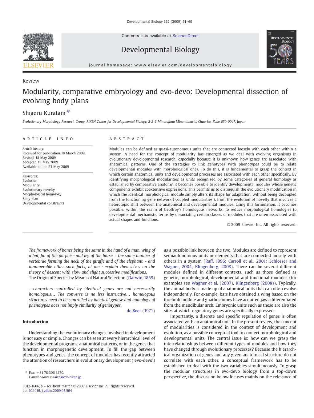 modularity-comparative-embryology-and-evo-devo-developmental