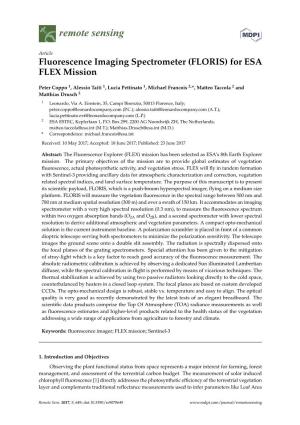 Fluorescence Imaging Spectrometer (FLORIS) for ESA FLEX Mission