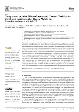 Comparison of Joint Effect of Acute and Chronic Toxicity for Combined Assessment of Heavy Metals on Photobacterium Sp.NAA-MIE