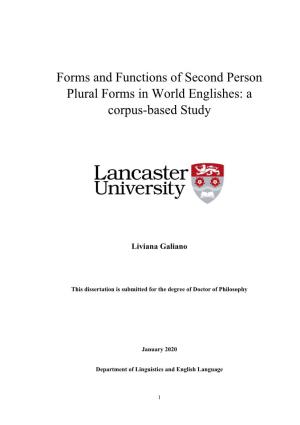 Forms and Functions of Second Person Plural Forms in World Englishes: a Corpus-Based Study