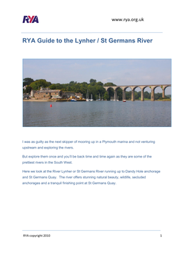 RYA Guide to the Lynher / St Germans River