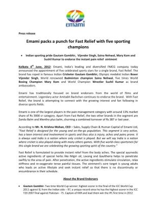 Emami Packs a Punch for Fast Relief with Five Sporting Champions