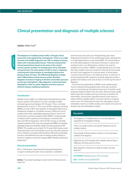 Clinical Presentation and Diagnosis of Multiple Sclerosis
