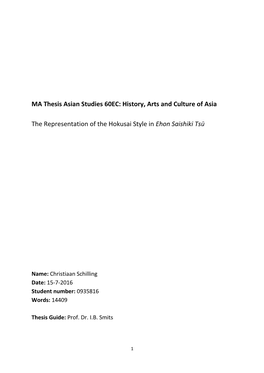 MA Thesis Asian Studies 60EC: History, Arts and Culture of Asia the Representation of the Hokusai Style in Ehon Saishiki