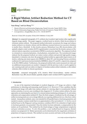 A Rigid Motion Artifact Reduction Method for CT Based on Blind Deconvolution