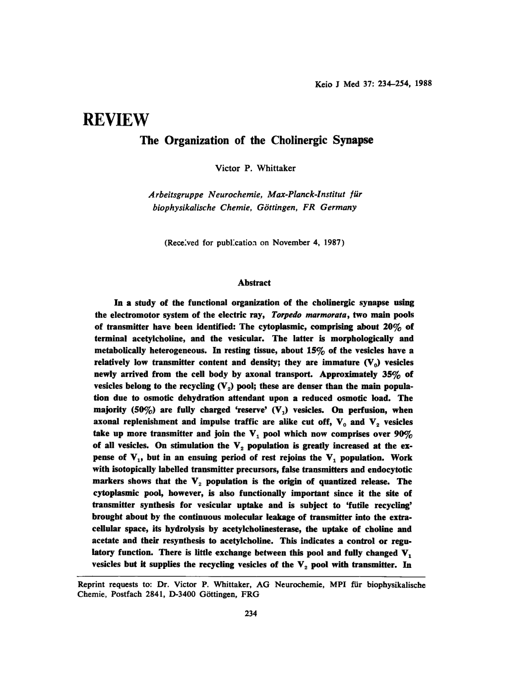 The Organization of the Cholinergic Synapse