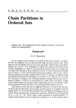 Chain Partitions in Ordered Sets