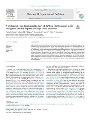 A Phylogenetic and Biogeographic Study of Rafflesia (Rafflesiaceae) in the T Philippines: Limited Dispersal and High Island Endemism ⁎ Pieter B