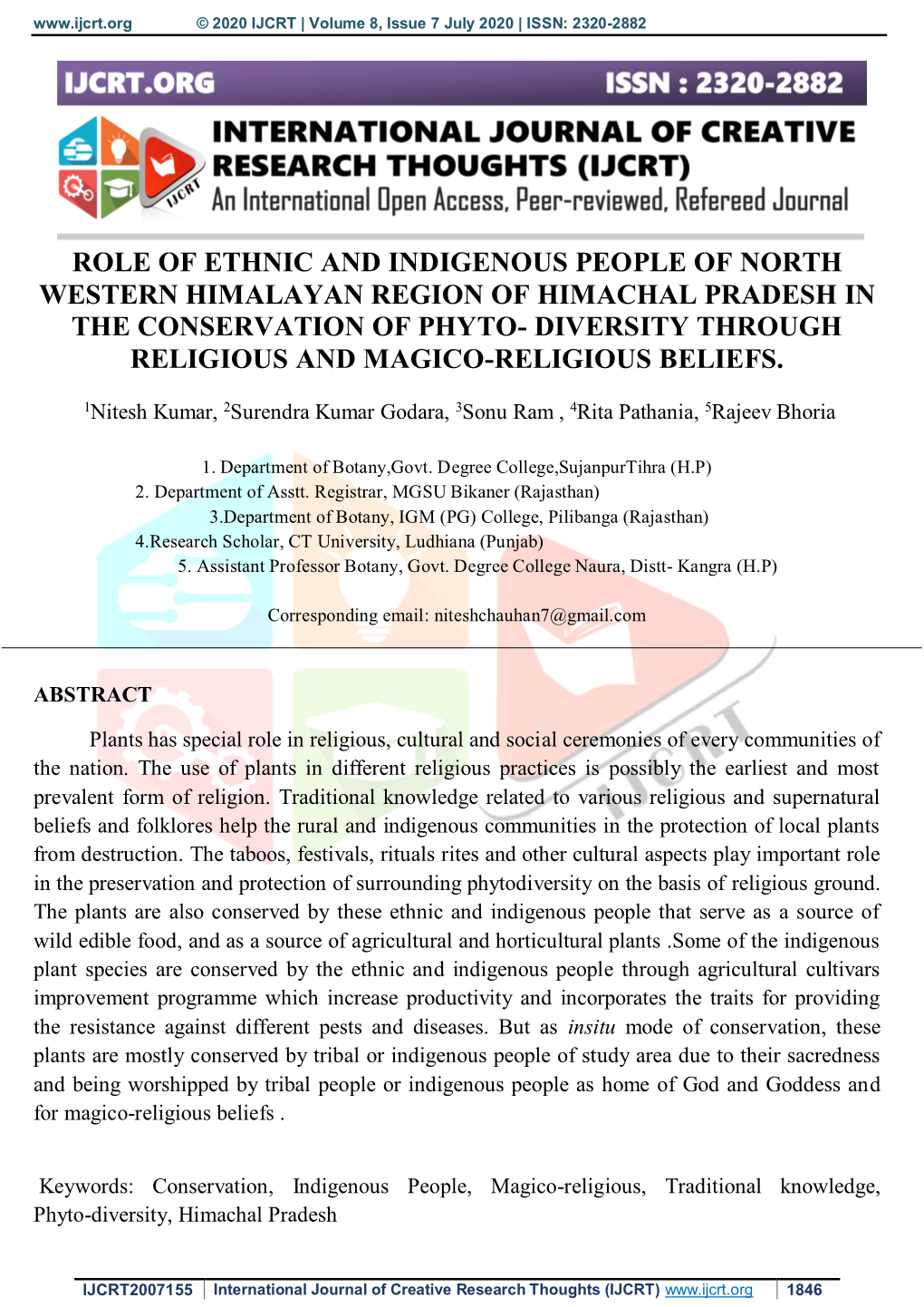 Role of Ethnic and Indigenous People of North