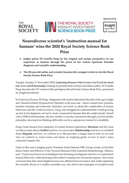 Wins the 2020 Royal Society Science Book Prize