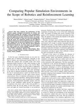 Comparing Popular Simulation Environments in the Scope of Robotics and Reinforcement Learning