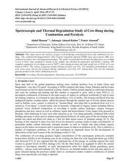 Spectroscopic and Thermal Degradation Study of Cow-Dung During Combustion and Pyrolysis