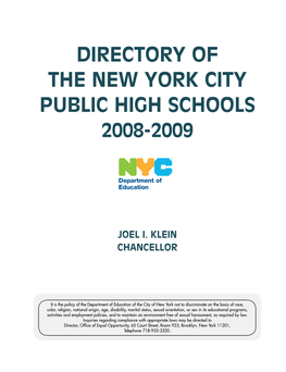 Directory of the New York City Public High Schools 2008-2009