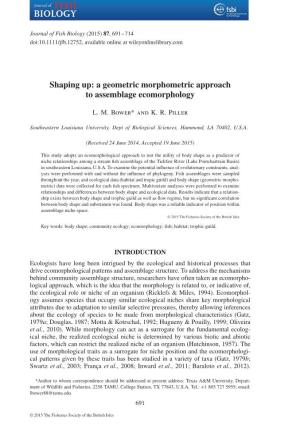 A Geometric Morphometric Approach to Assemblage Ecomorphology