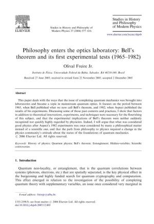 Bell's Theorem and Its First Experimental Tests