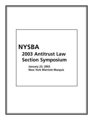 2003 Antitrust Law Section Symposium