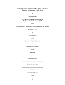 Water Rights Curtailments for Drought in California: Method and Eel River Application