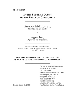 Amanda Frlekin, Et Al., Apple, Inc