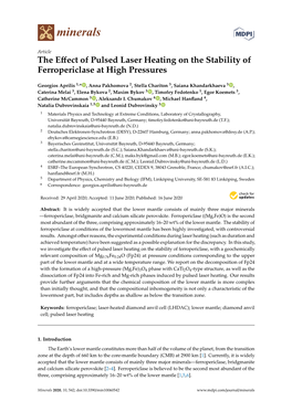 The Effect of Pulsed Laser Heating on the Stability of Ferropericlase At