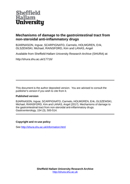 Mechanisms of Damage to the Gastrointestinal Tract from Non-Steroidal Anti-Inflammatory Drugs