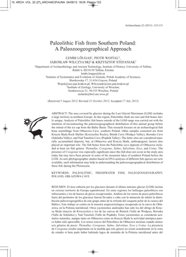 Paleolithic Fish from Southern Poland: a Paleozoogeographical Approach